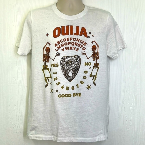 OUIJA Other - OUIJA - Colorful OUIJA Board Skeleton Graphic Short Sleeve White T Size Large